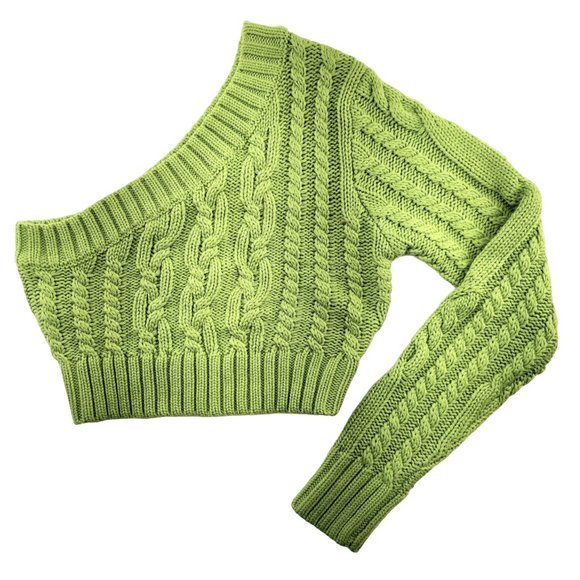 Beige Botany - Knit One Shoulder Sweater - Cactus Green - Picture 1 of 4